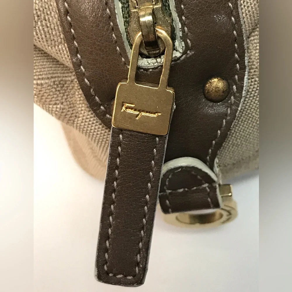 Salvatore Ferragamo Gancini Canvas/Leather Cosmetic Pouch Bag 😍